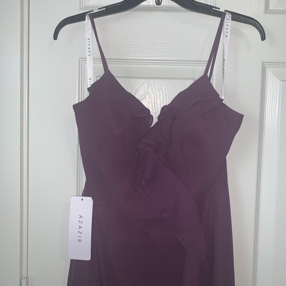 Azazie Kiki Plum Bridesmaid Dress Size 8 HEMMED - Picture 12 of 13